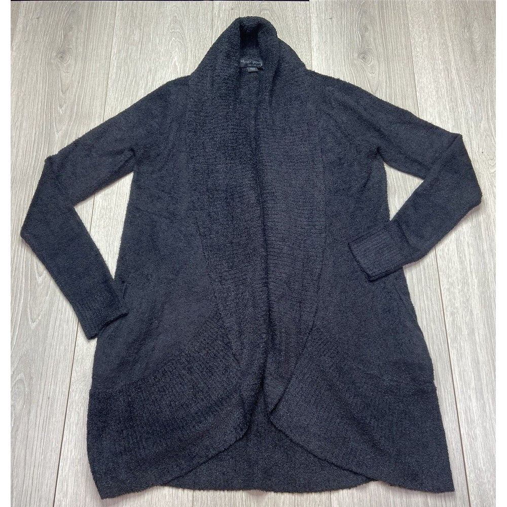 Barefoot Dreams Sweater Small Black Cozychic Lite Open Cardigan Duster Soft Cozy